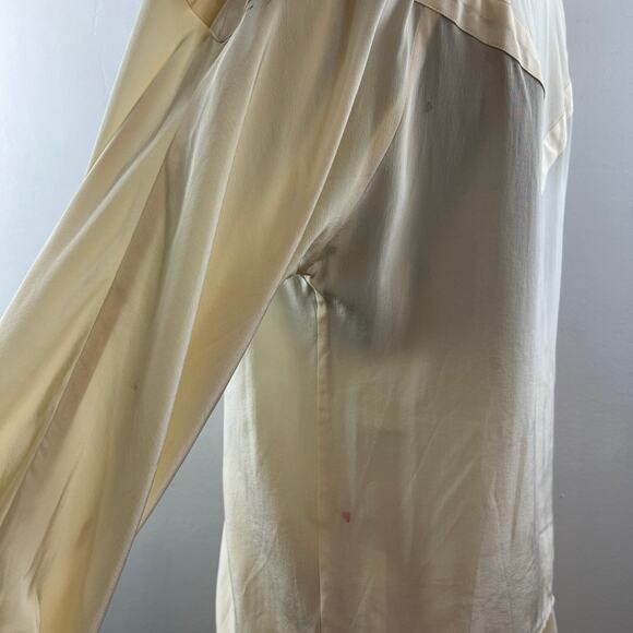 VINTAGE Cedars Beige Top Skirt Silk Floral Embroidered Button-Up Set Size 8 VTG - Picture 8 of 16